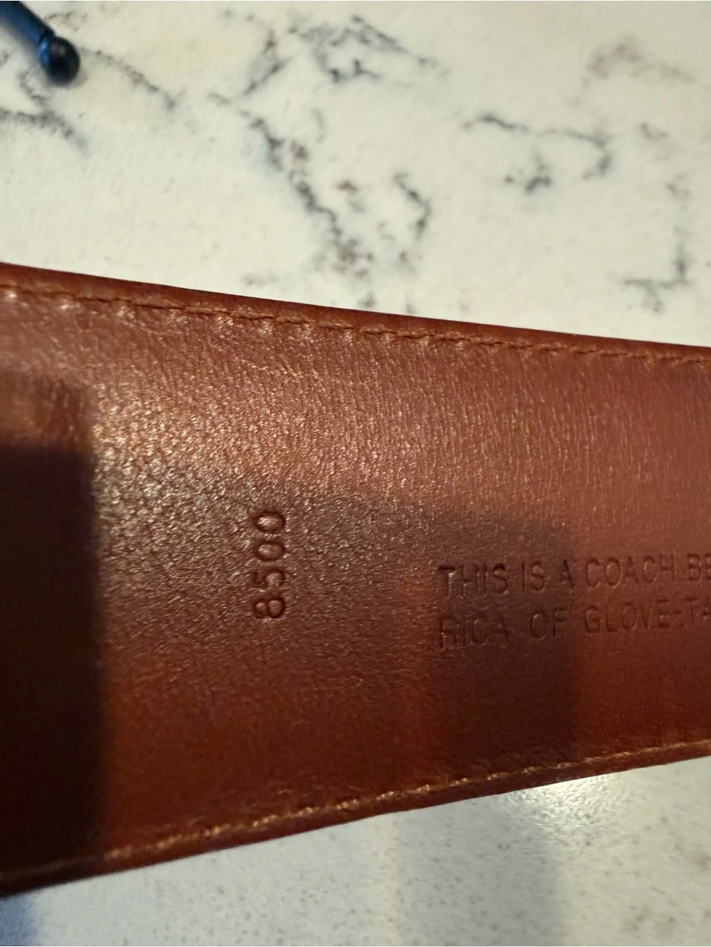 Coach Tan Leather Belt with Brass Round Buckle